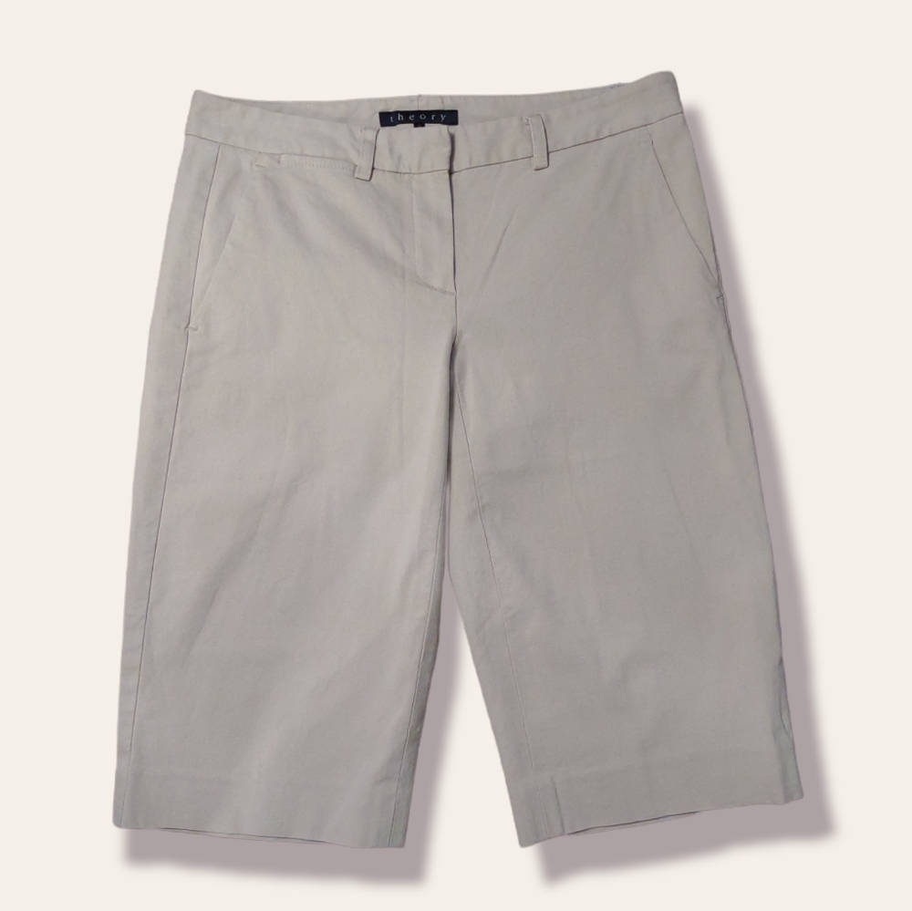 Theory Palmer Khaki Bermuda Shorts - Picture 2 of 7